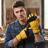 Gants de travail de sécurité en cuir de vachette, paume respirante, antidérapants, bouts des doigts texturés, poignet élastique, fermeture auto-agrippante, usage général, OEM/ODM