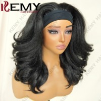 Perruque synthétique KEMY HAIR avec bandeau, texture Yaki, boucles françaises, perruque naturelle abordable, perruques synthétiques volumineuses personnalisables pour femmes noires