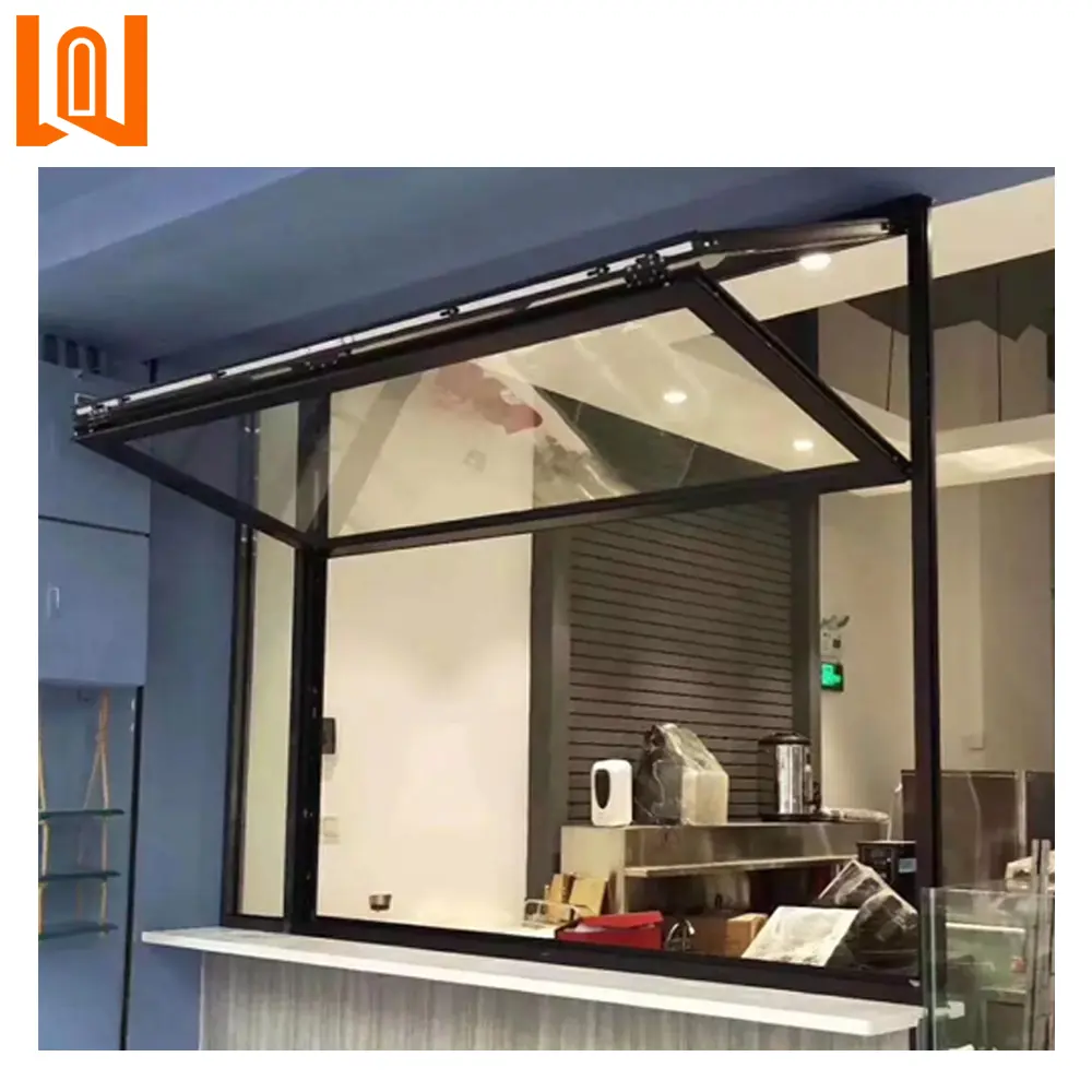 Aluminium Customize Kitchen Bi fold Window Vertical Top Folding Glass Push Up Fold Up Windows