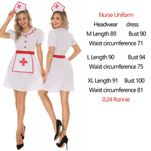 Costume da donna Sexy Cosplay da infermiera colletto con risvolto a manica corta con bottone in giù uniforme per Halloween e feste - Product Image 5