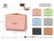 Portafoglio da donna con clip a tre pieghe, dimensioni ridotte, porta carte di credito in pelle sintetica in microfibra, 30 mm - Product Image 1