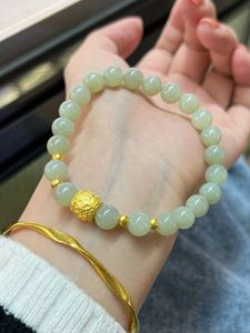 Xinfly Naturel Hetian <b>Jades</b> and 24K Pure Gold Charm <b>Bracelet</b> - Product Image 2