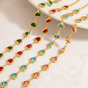 Heart Shape Colorful <b>Bracelet</b> 18K Gold Plated Stainless Steel Jewelry Gift For Women Fashion Accessory - Product Image 2