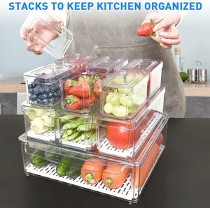 <span class=keywords><strong>10</strong></span> Gói Tủ Lạnh Organizer Stackable Tủ Lạnh Organizer Thùng Với Nắp Bpa-Miễn Phí Trái Cây Lưu Trữ Container - Product Image 2