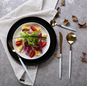 5-mảnh đám cưới cổ điển thiết lập dao kéo thân thiện với môi Rose Gold và <span class=keywords><strong>GOA</strong></span> chải trắng Flatware <span class=keywords><strong>cutipol</strong></span> thương hiệu với Rose Gold mạ - Product Image 4