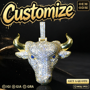 Colgante de Joyería Fina Hiphop VVS Iced Out con Moissanita para Hombre, Plata S925, Dijes 3D, Colgante de Moissanita Personalizado con Cadena - Product Image 1