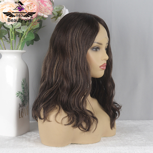 Peluca de Cabello Humano Brasileño Ondulado Marrón de Calidad Premium, Nivel Salón, con Encaje, para Mujeres Blancas - Product Image 1