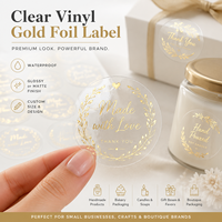 Étiquettes autocollantes personnalisées en vinyle transparent avec dorure à chaud, imperméables, brillantes ou mates, pour bougies, emballages cadeaux, OEM