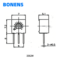 BONENS 3362M 10~5M Potentiomètre réglable 10% à une seule rotation, à courbe linéaire, réglage par le haut, module d'alimentation pour positionneur laser