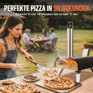 Modern Outdoor Wood Pellet Stainless Steel Chrome Plated <b>Pizza</b> Oven <b>Grill</b> 55x36x61cm 460C Portable for Garden BBQ Cooking - Product Image 3