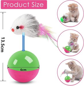Hot-selling <b>Interactive</b> <b>Cat</b> <b>Toy</b> Mouse Colorful Plush <b>Cat</b> Tumbler <b>Toy</b> Ball Squeaky <b>Cat</b> Teaser <b>Toy</b> With Bell Fur Mouse - Product Image 2