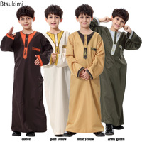 Nouvelle Robe Abaya Jubba Thobe Kimono pour Enfants Musulmans, Thobe Thawb Caftan pour Garçons, Robes Longues Ramadan pour Enfants, Style Dubaï Arabe 2026