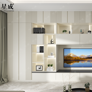 Coffre en bois personnalisé Panneaux et planches muraux de rangement Meuble de salon TV MDF avec revêtement en poudre