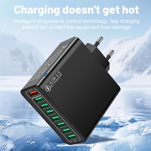 OEM Logo caricatore <span class=keywords><strong>portatile</strong></span> Multi-porte 8 USB QC3.0 adattatore universale da viaggio per <span class=keywords><strong>Smartphone</strong></span> US/EU/KR/UK Plug USB caricatore da parete - Product Image 6