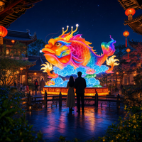 Lanternes suspendues géantes en forme de carpe dragon et de lotus, éclairages de plafond pour centres commerciaux, idéales pour le Nouvel An et les expositions commerciales