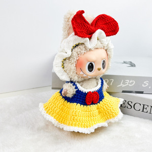 Robe de princesse en crochet fait main Blanche-Neige pour poupée, grand nœud rouge, accessoires de vêtements mignons, plusieurs couleurs - Product Image 4