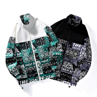 Nouvelle veste tendance américaine pour homme, coupe ample, motif floral, col montant, style original, automne-hiver