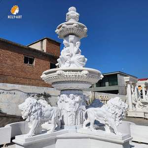 Mily đài phun nước bằng đá cẩm thạch lớn với sư tử và hình điêu khắc cho trang trí biệt thự sân vườn - Product Image 6