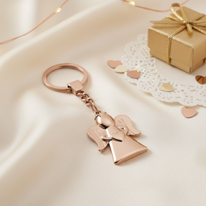 Portachiavi Angelo Dorato con Ciondolo a Cuore per Regali e Decorazioni - Product Image 3