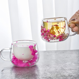 Tasse à café en verre double paroi avec fleurs séchées, design élégant, en borosilicate, idéale comme cadeau - Product Image 6