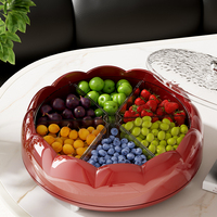 Wanuo Draaibare Fruitschaal Met 6 Compartimenten Van Food-Grade Plastic Fruitschaal Verdeeld Fruitbakje Met Deksel