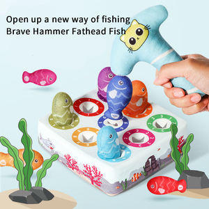 Jouets en peluche pour enfants, jeu de pêche et de reconnaissance des couleurs et des nombres, jeu Montessori Whack-A-Mole pour bébés - Product Image 2