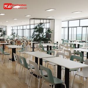 Muebles Yicai, <span class=keywords><strong>mesa</strong></span> de comida rápida de cuatro plazas y sillas de comedor para la escuela, <span class=keywords><strong>cantina</strong></span>, té de la leche, tienda de aperitivos, personal del restaurante - Product Image 2