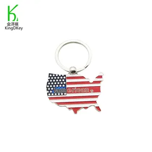 Custom American Souvenir Shaped USA Flag Patriotic Metal Keychain For Promotion Gift