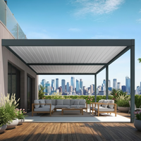 Pergola classique de luxe en aluminium personnalisée avec éclairage LED 3x3m carrée, couleurs noir/argent/blanc pour jardin privé