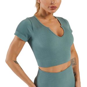 Haut de sport de yoga sans couture de haute qualité personnalisé pour femmes, décontracté, athlétique, pour l'entraînement, le sport, la salle de sport, 2024 - Product Image 5