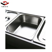 Équipement de cuisine commerciale Dessus de table électrique en acier inoxydable Bain Marie avec couvercle en verre 7 bassins