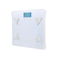 Báscula Electrónica Doméstica Moderna de Vidrio Templado Industrial, 180 kg, Funciona con Batería, Báscula de Grasa Corporal Personalizable