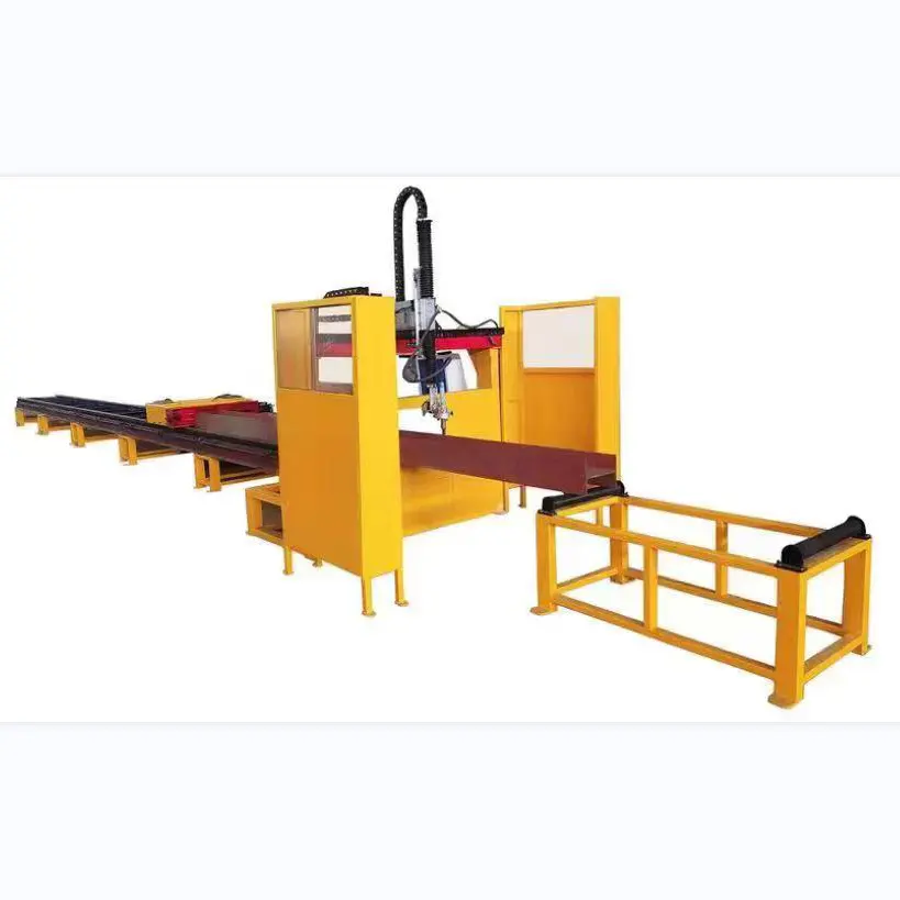 H-beam i-beam tabung bulat, mesin pemotong pipa CNC Robot 5 sumbu 6 sumbu dengan Putar