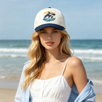 Gorra de Béisbol Personalizada con Bordado, Color Crema y Azul Marino, de Seis Paneles, de Algodón, para Pesca, Cruceros, Recuerdo de la Costa, Unisex para Adultos y Jóvenes