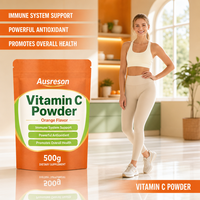 Ausreson OEM Marque Privée Vitamine C 1000 en Poudre à Boire – Compléments pour le Soutien Immunitaire et l'Éclaircissement de la Peau – Poudre de Vitamine C Biologique et Végétalienne