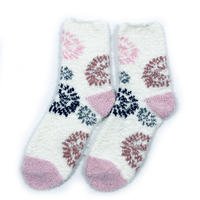 Chaussettes OEM pour femmes en jacquard floral, en polaire corail, chaudes et confortables, pour la maison, les loisirs et l'hiver