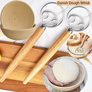 Banneton Bread Proofing Basket Kit Sourdough Bread Baking Supplies with Dough Whisk Linen <b>Liner</b> Dough Scraper Bread Lame - Product Image 3