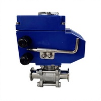 Vanne à boisseau sphérique électrique 3PC KF, KF25-KF50, à trois colliers de serrage, en acier inoxydable, motorisée, 2 voies