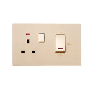 Unidad de Control de cocina de enchufe conmutado 45a británico de alta calidad, interruptores y enchufes de pared eléctricos de doble Polo 13a