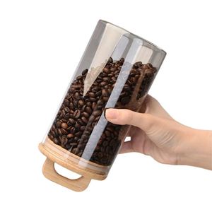 <b>Kitchen</b> Pantry Food <b>Storage</b> Container Canister Airtight Coffee Bean Glass <b>Storage</b> <b>Jars</b> Clear Glass <b>Jar</b> with Bamboo/Wooden Lid - Product Image 3