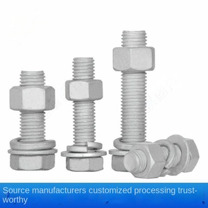 Boulon hexagonal en acier galvanisé avec rondelle plate à ressort et écrou en nylon fourni en usine pour équipement de distribution d'énergie - Product Image 2