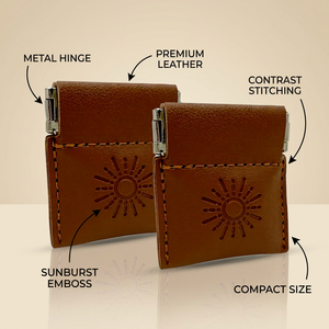 WRIZA Porte-clés en cuir véritable avec motif soleil ajouré, étui de protection compact et durable pour clés de voiture, style simple - Product Image 4