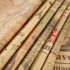 Bản Đồ Thế Giới Tháp Eiffel Quà Tặng Giấy Gói Cuộn Cho Trẻ Em Cô Gái Phụ Nữ Chàng Trai Người Đàn Ông, Kraft Nâu Tái Chế Quà Tặng Giấy Gói Phong Cách - Product Image 4