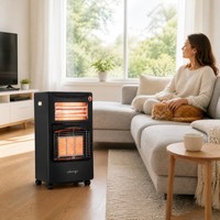 Chauffage au gaz et électrique 2 en 1 pour chambre et salon, portable, mobile, 3 brûleurs, économe en énergie, télécommande