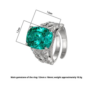 High Quality Eco-friendly Copper 12*16mm Paraiba Zircon Jewelry High Quality Couples CZ Women Fine Finger <b>Rings</b> for Women - Product Image 2