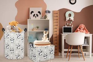 Panier de rangement Panda pour enfants, bacs de rangement rectangulaires pour filles, paniers cadeaux pour bébés, boîte de rangement mignonne pour jouets, organisateur, panier de bibliothèque - Product Image 4