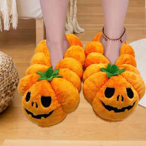 Chaussons d'intérieur LK Fashion Halloween Pumpkin Demon pour femmes, mignons, en peluche, pantoufles Pumpkin Demon pour Halloween, pour la maison - Product Image 5