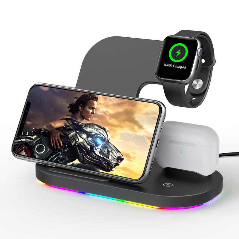 3 In 1 Wireless Charger Stand Station 15W Wireless Charging Dock For iPhone For iwatch For AirPods