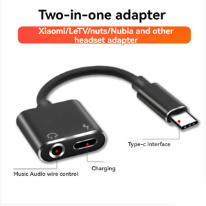 Adaptador de conector 2 en 1 de 3,5mm, tipo <span class=keywords><strong>C</strong></span>, convertidor de Audio para auriculares AUX, para teléfonos móviles, Cable divisor de WiFi óptico para el cable, 2 en 1 - Product Image 3
