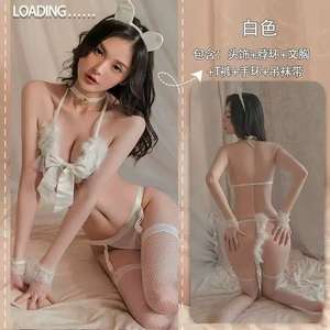 Ensemble de lingerie sexy en dentelle pour femmes grandes tailles XXL, vêtements de nuit en tissu peigné respirant, broderie tricotée - Product Image 6